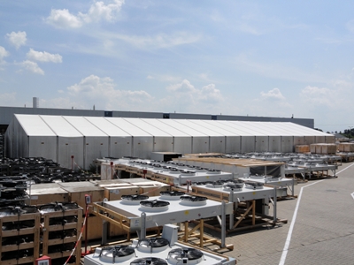 Raktársátor 17,5 méter széles